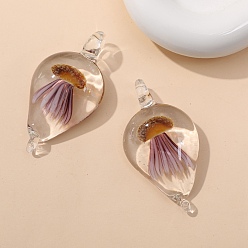 Peru Handmade Lampwork Pendants, Teardrop with Jellyfish, Peru, 59x32mm
