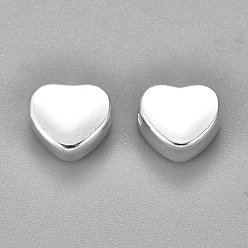Серебро 304 из нержавеющей стали бусы, сердце, серебряные, 10.5x11.5x6 мм, отверстие : 2.5 мм