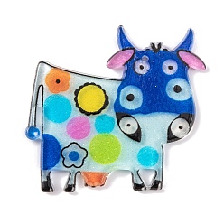 (461) Высокий Металлик Виноград Акриловые подвески на тему коровы, крупный рогатый скот, 38x39x2 мм, отверстие : 1.4 мм