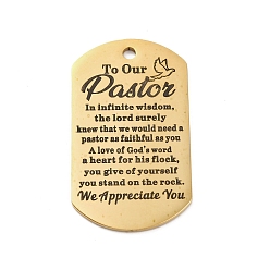 Золотой 201 подвески из нержавеющей стали, сообщение очарование, прямоугольник со словесным очарованием, золотые, 49x28x1.8 мм, отверстие : 3 мм