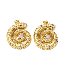 Другие Латунные микро проложить кубического циркония подвески, морские животные, с целью перехода в кольце, стойки покрытие, долговечный, без свинца и без кадмия, реальный 18 k позолоченный, 30x22.5x4 мм, отверстие : 3.5 мм