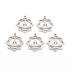 Нержавеющая Сталь Цвет Не тускнеющая чакра 201 подвески из нержавеющей стали, йога, цвет нержавеющей стали, 26.5x25x1.5 мм, отверстие : 1.4 мм