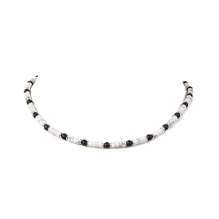 Золотой Ожерелья из круглых бусин хейши из натурального лазурита и натурального хаулита, с 304 концевыми цепями из нержавеющей стали, золотые, 15.79 дюйм (40.1 см)