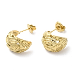 Настоящее золото 14K 304 серьги-гвоздики в форме полумесяца из нержавеющей стали., реальный 14 k позолоченный, 14.5x10.5 мм