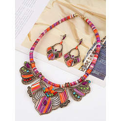 Античная Бронза Комплекты из ожерелий и серег-гвоздиков из сплава Bohemia с разноцветными стразами, античная бронза, 450 мм