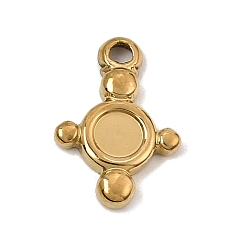 Real 18K Gold Plated 304 Stainless Steel Pendant Cabochons Settings, Flat Round Charms, Ion Plating(IP), Real 18K Gold Plated, Tray: 4.5mm, 15x10x2mm, Hole: 1.5mm