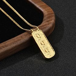Number 304 ожерелья с прямоугольными цифрами из нержавеющей стали, реальный 18 k позолоченный, число 9, 16.14 дюйм (41 см)