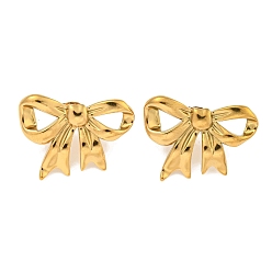 Настоящее золото 18K Ионное покрытие (ip) 304 серьги из нержавеющей стали, бантом, реальный 18 k позолоченный, 22x30 мм
