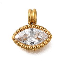 Настоящее золото 14K 304 подвески из нержавеющей стали, Очарование лошадиных глаз, со стразами, ионное покрытие (ip), реальный 14 k позолоченный, 10x9.5x4 мм, отверстие : 2.5 мм