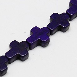 Индиго Синтетических нитей бирюзовые бусы, окрашенные, крестик, индиговые, 10x8x3 мм, отверстие : 1 мм, около 38 шт / нитка, 15 дюйм