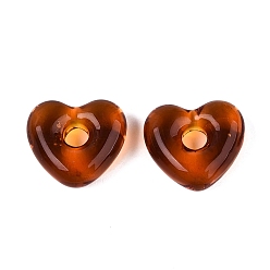 Сиена Бусины лэмпворк , сердце, цвет охры, 13~14x14.5~15.5x4.5~6 мм, отверстие : 3~4 мм