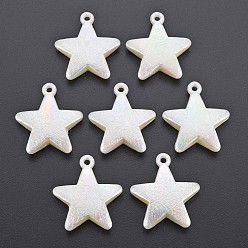 Seashell Color Electroplated ABS Plastic Imitation Pearl Pendants, Star, Seashell Color, 32.5x29x8mm, Hole: 2mm