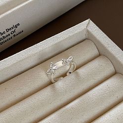 Bowknot Латунные манжеты открытые кольца для женщин, серебряные, бантом, размер США 8 1/4 (18.3 мм)