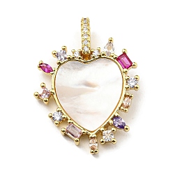 Настоящее золото 18K Стойка металлическая латунная микропрофилированная кубическая циркония подвески, с оболочкой, долговечный, без свинца и без кадмия, шарма сердца, реальный 18 k позолоченный, 22x20x2.5 мм, отверстие : 5x3 мм