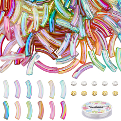 (52) Непрозрачная лаванда Набор для самостоятельного изготовления браслета из изогнутой трубки, в том числе акриловые бусины, эластичная нить, распорные бусины rondelle со стразами, разноцветные, 180 шт / коробка