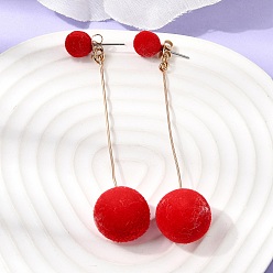 Красный Железа болтаться серьги, круглые, с утюгом и флисовой тканью, стойки покрытие, долговечный, реальный 18 k позолоченный, без кадмия и без свинца, красные, 73.5x16 мм