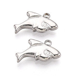 Нержавеющая Сталь Цвет 304 подвески в виде акул из нержавеющей стали, цвет нержавеющей стали, 9.5x17x3 мм, отверстие : 1.6 мм
