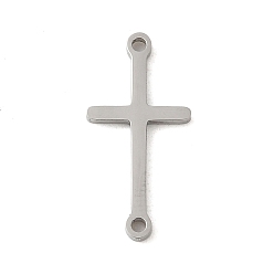 Нержавеющая Сталь Цвет 304 ссылки нержавеющей стали, Религиозные подвески с крестообразным соединителем, цвет нержавеющей стали, 19x9.5x1.5 мм, отверстие : 1.2 мм