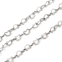 Нержавеющая Сталь Цвет 304 ссылка цепи из нержавеющей стали сердце, пайки, с катушкой, цвет нержавеющей стали, Коннекторы : 3x4x0.4 мм, около 32.81 футов (10 м) / рулон