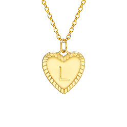 Letter L Золотистый тон латунный кабель цепочка буква сердце кулон ожерелья для женщин, Письмо L, 15.75 дюйм (40 см)