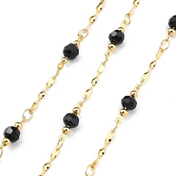 Черный Латунные круглозвенные цепи, со стеклом, реальный 18 k позолоченный, пайки, без кадмия, без никеля и без свинца, с катушкой, чёрные, 12.5x4x4 мм