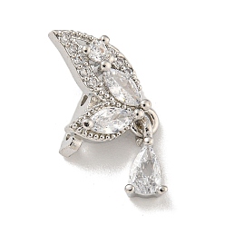 Платина Латунные прозрачные кубические распорки в форме бабочки, долговечный, без свинца и без кадмия, платина, 15x14x6 мм, отверстие : 1.5 мм