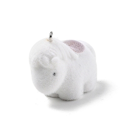 Лошадь Кулоны из флокированной смолы, с железной платиной петлей, лошадь, 27x17x34 мм, отверстие : 2 мм