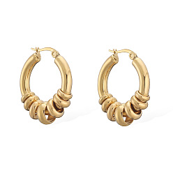 Золотой 304 кольца нержавеющей стали серьги обруча, золотые, 27x25 мм