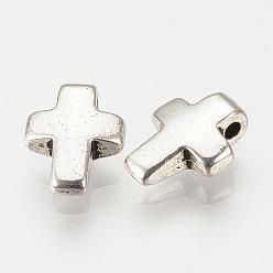 Античное Серебро Крошечные подвески-крестики из сплава в тибетском стиле, без кадмия и без свинца, античное серебро, 11x8x4 мм, отверстие : 1 мм, Около 1295 шт / 1000 г