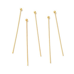 Настоящее золото 18K 304 штыри для шариковой головки из нержавеющей стали, реальный 18 k позолоченный, 40x0.6 мм, Руководитель: 1.9 mm