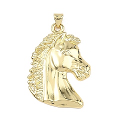 Настоящее золото 18K Латунные подвески, амулеты для лошадей, реальный 18 k позолоченный, 36x25x3 мм, отверстие : 3x2.5 мм