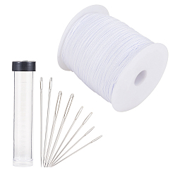 Platinum DIY Kit, with Iron Sewing Needles, Nylon Thread, Plastic Tube With A Black Lid, Platinum, 20x105mm
