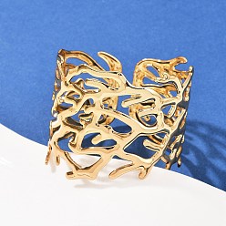 Золотой 304 женские браслеты-манжеты из нержавеющей стали, филиал, ионное покрытие (ip), золотые, 1-3/4 дюйм (4.5 см), внутренний диаметр: 2 дюйм (5 см)