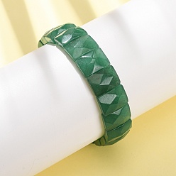 Малайский Нефрит Натуральные малазийские нефритовые браслеты из бусин, эластичные, унисекс., прямоугольник граненый, бусины : 12x10x6 мм, внутренний диаметр: 2.24 дюйм (5.7 см)