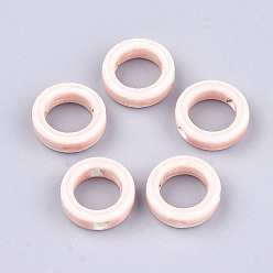 Pink Фарфоровые бусины ручной работы, яркие глазированный фарфор, кольцо, розовые, 15x5 мм, отверстие : 2 мм