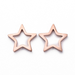 Розовое Золото Вакуумное покрытие pvd 304 соединительные кольца из нержавеющей стали для изготовления ювелирных изделий, ручная полировка, звезда, розовое золото , 10x10x1 мм, внутренний диаметр: 6x6 мм