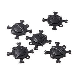 Electrophoresis Black Alloy Pendents, Skull, Electrophoresis Black, 29x27x3.5mm, Hole: 2mm