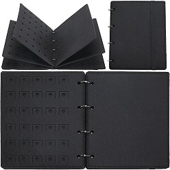 Черный 4 страницы фетровые подвески для обуви коллекция переплет книга, с железными кольцами, органайзер для обуви с перекидной страницей, прямоугольные, чёрные, 26x22x2.3 см