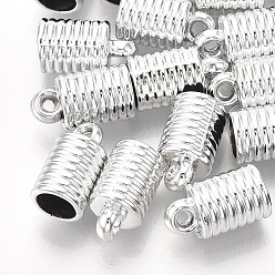 Platinum UV Plating ABS Plastic Cord Ends, End Caps, Column, Platinum, 14x8mm, Hole: 1.6mm, Inner Diameter: 6mm