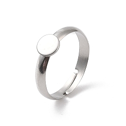 Нержавеющая Сталь Цвет Не тускнеет 304 настройки колец из нержавеющей стали, плоско-круглые, цвет нержавеющей стали, размер США 7 1/4 (17.5 мм), лоток : 6 мм