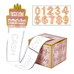 Розовый С днем рождения копилка для денег подарок тянуть, подарочная коробка из бумажных денег, на день рождения украшения, туманная роза, 130x130x110 мм