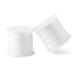 White 2 Rolls Nylon Braided Cord, Chinese Knotting Cord for Jewelry Making Macrame Craft, White, 0.8mm, 38~40m/Roll