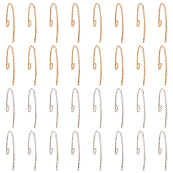 Платиновый & Золотой 32 шт. 2 цвета латунные крючки для сережек, , платиной и золотом, 20x15x1 мм, отверстие : 2.2 мм, 18 датчик, штифты : 1 мм, 16 ПК / цветов