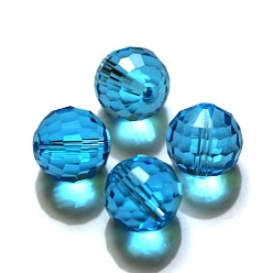 Deep Sky Blue Imitation Austrian Crystal Beads, Grade AAA, Faceted, Round, Deep Sky Blue, 6mm, Hole: 0.7~0.9mm