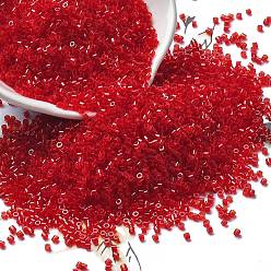 Малиновый Стеклянные бусины прозрачных цветов, цилиндр, малиновый, 1.6x1.3 мм, отверстие : 0.8 мм, Около 60000 шт / фунт