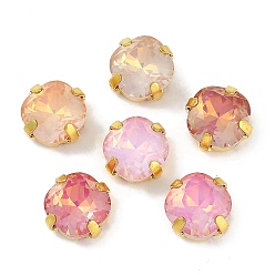 Золотой Латунные стеклянные стразы пришивные стразы, граненые, квадратный, разноцветные, золотые, 9x9x5.5 мм, отверстие : 0.9 мм