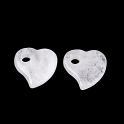 Хрусталь Природного кварца хрустальных подвесок, подвески в форме сердца из горного хрусталя, 30~30.5x29~30x8~8.5 мм, отверстие : 6~6.5 мм