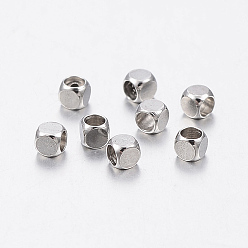 Stainless Steel Color 304 Stainless Steel Beads, Cube, Stainless Steel Color, 2x2x2mm, Hole: 1.5mm