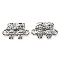 Stainless Steel Color Non-Tarnish 316 Stainless Steel Connector Charms, Girls Links, Stainless Steel Color, 11x7x3mm, Hole: 1.5mm and 1.6mm