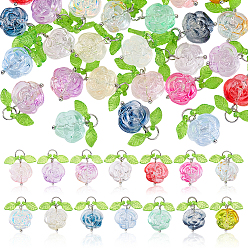 (52) Непрозрачная лаванда 28шт. 14 подвески в стиле лэмпворк и акрил, с латунной фурнитурой , цветок, разноцветные, 20 мм, 2 шт / стиль